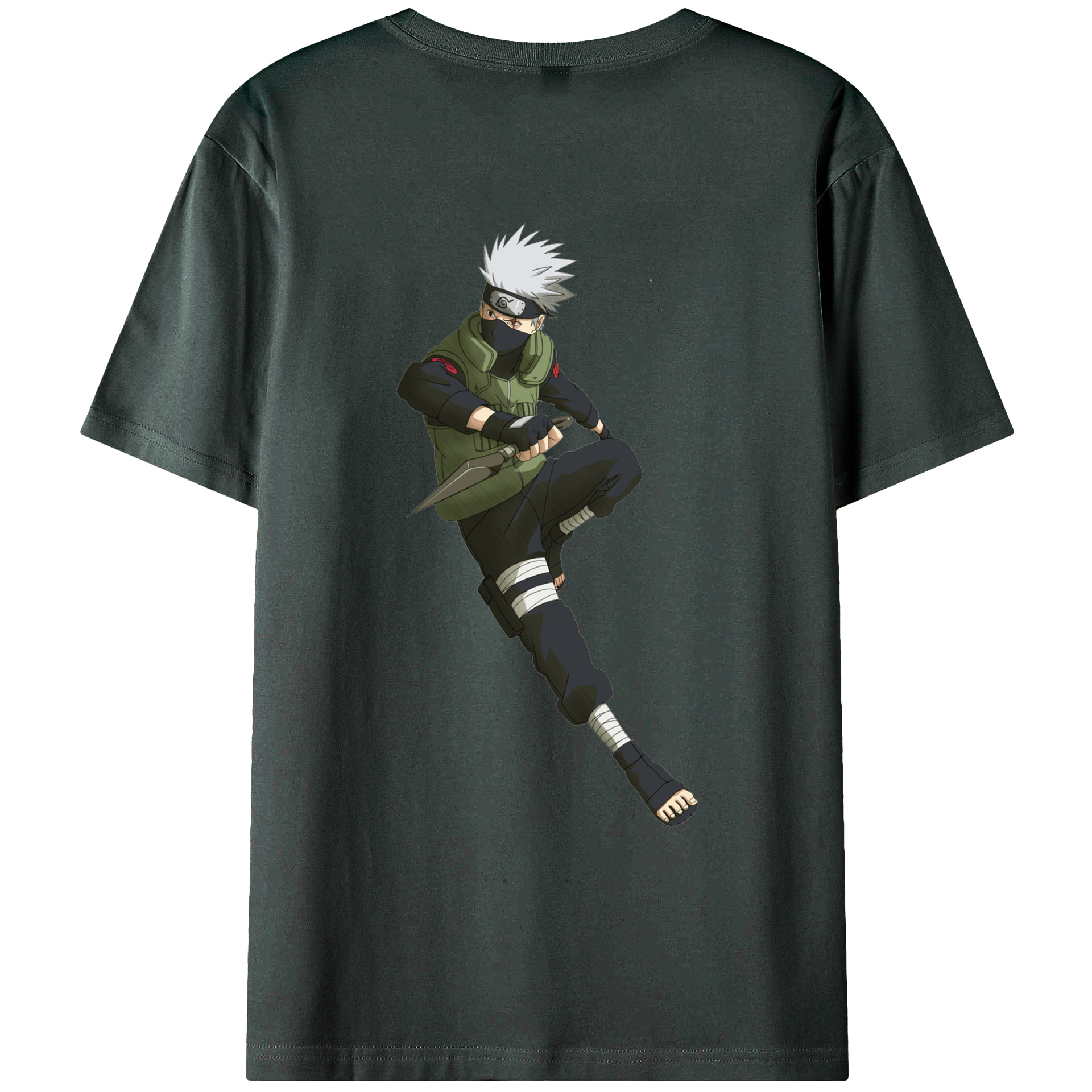 （画像用） NARUTO -ナルト- はたけ カカシ Hatake Kakashi 綿100％ メンズ半袖Tシャツ（バックプリント） 通気性